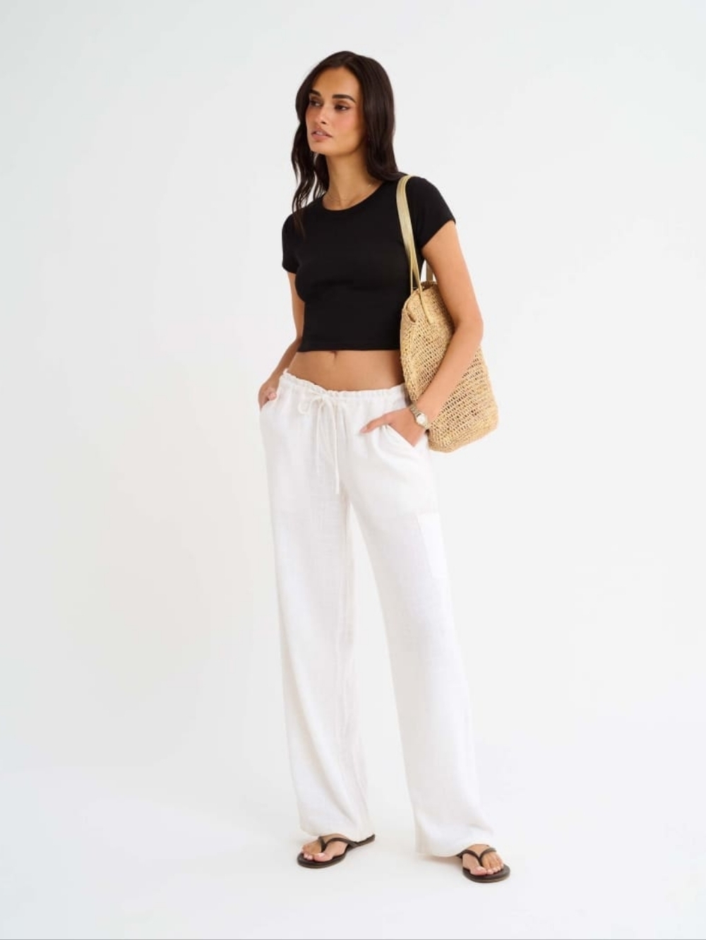 Rumored White High-Rise Drawstring Pants